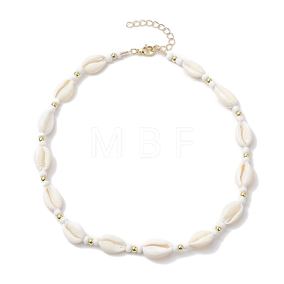 Bohemia Natural Cowrie Shell Beaded Necklaces NJEW-JN04783-01-1