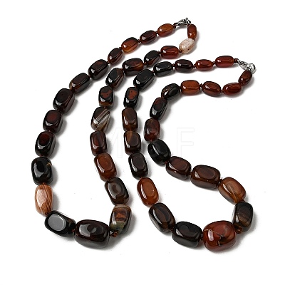 Dyed Natural Agate Cuboid Graduated Beaded Necklaces with Alloy Clasps NJEW-C113-01G-1