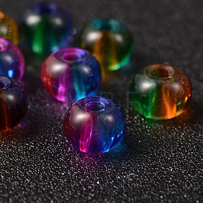 Spray Painted Glass European Beads X-DGLA-R016-12mm-M-1