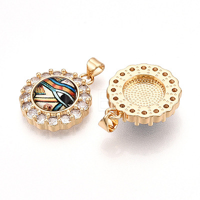 Brass Micro Pave Clear Cubic Zirconia Pendants for Women KK-T070-92A-02-1