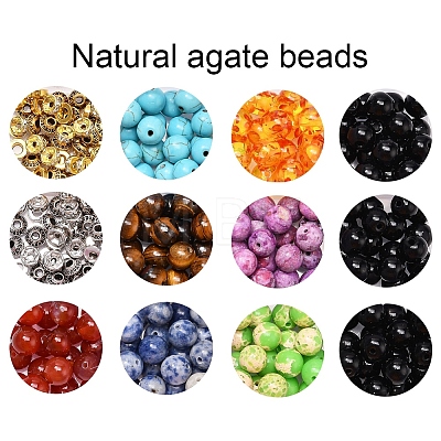 DIY Round Mixed Stone Beads Bracelet Making Kit DIY-YW0004-97-1