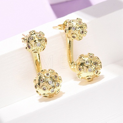 Brass Micro Pave Cubic Zirconia Stud Earrings EJEW-D351-13G-02-1