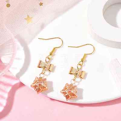 Glass Star Dangle Earrings EJEW-JE05548-02-1