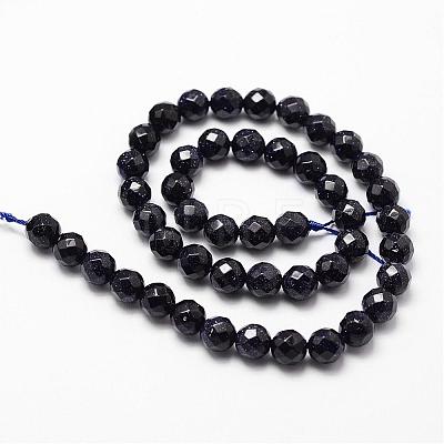 Synthetic Blue Goldstone Beads Strands G-D840-14-8mm-1