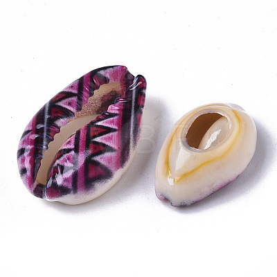 Printed Natural Cowrie Shell Beads SSHEL-R047-01-E04-1