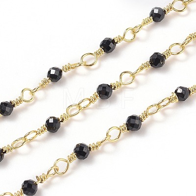 Natural Black Spinel Handmade Beaded Chains CHC-K008-A01-1