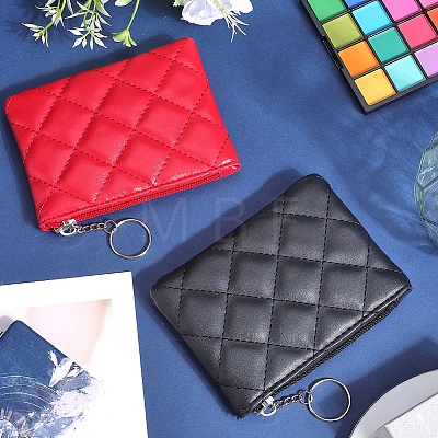 2Pcs 2 Colors Rhombus Pattern PU Leather Zip Pouches ABAG-CP0001-05-1