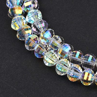 Electroplate Transparent Glass Beads Strands EGLA-B011-08A-AB02-1