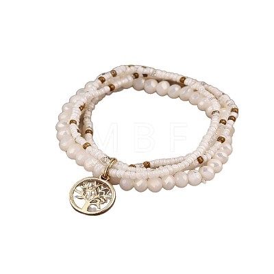 Bohemian Plastic & Glass Beads Multi-strand Stretch Bracelets WG97FA6-01-1