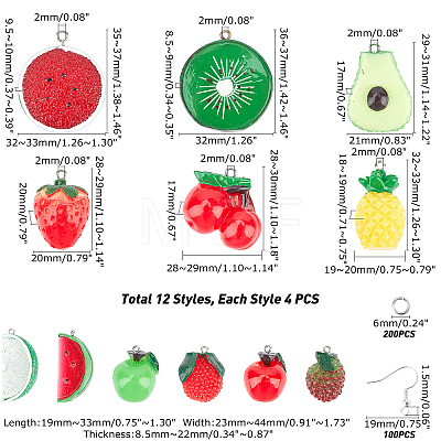   DIY 24Pairs Fruits Themed Resin Earring Making Kits DIY-PH0003-24-1
