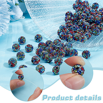 100Pcs Polymer Clay Pave Rhinestone Beads RB-PH0001-38B-1