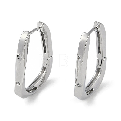 Clear Cubic Zirconia Hoop Earrings EJEW-L292-015P-1