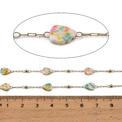 Handmade Stainless Steel & Natural Shell Beaded Link Chains SA-CBA6C37-01G-02-1