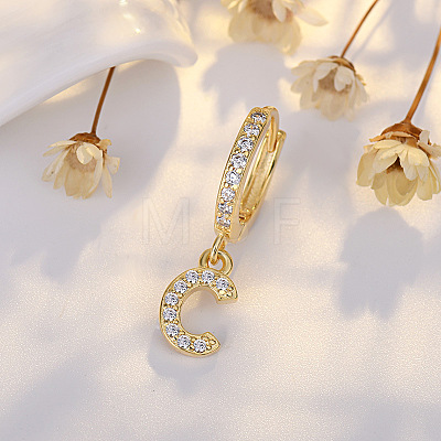 Brass Micro Pave Clear Cubic Zirconia Hoop Earrings WGE85EC-04-1