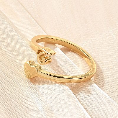 Brass Cuff Rings for Women RJEW-U044-T-1