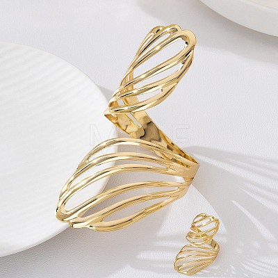 Hollow Wing Iron Cuff Bangles & Cuff Rings Sets for Women WG91D18-01-1