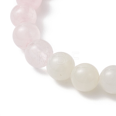 8.5MM Round Natural Rhodochrosite & Rose Quartz & White Moonstone & Pink Opal Stretch Beaded Bracelets BJEW-JB12986-02-1