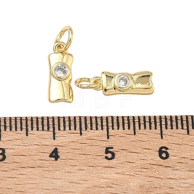 Brass Micro Pave Clear Cubic Zirconia Charms KK-B170-15G-1