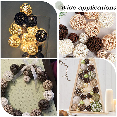 32Pcs 12 Styles Wicker Rattan Balls AJEW-SC0004-30-1