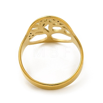 Ion Plating(IP) Tree of Life 201 Stainless Steel Finger Rings RJEW-G278-40G-1