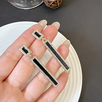 Alloy & Rhinestone Dangle Stud Earrings FS-WG55776-01-1