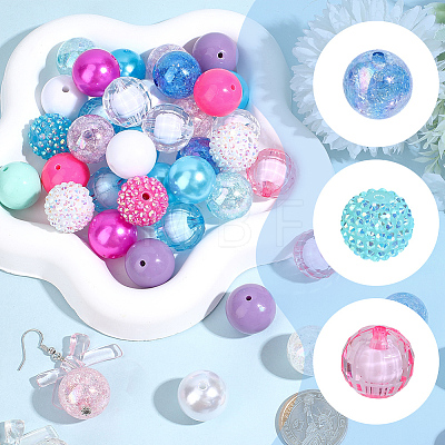 Round Resin Rhinestone & Acrylic & ABS Plastic Imitation Pearl Beads Findings Kits RESI-PA0001-42-1