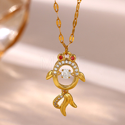 Ocean Brass Pave Clear Cubic Zirconia Pendant Necklaces WG5C2ED-02-1