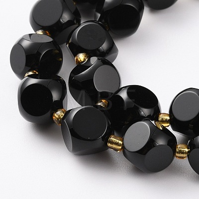 Natural Black Onyx Beads Strands G-A030-B22-8mm-1