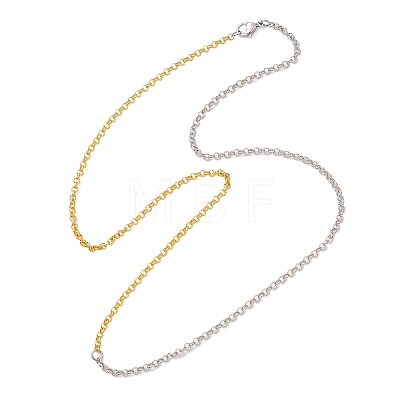 3MM Two Tone 304 Stainless Steel Rolo Chain Necklaces NJEW-JN05623-1
