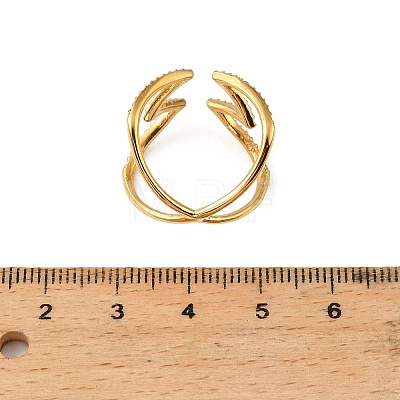 304 Stainless Steel Rhinestone Cuff Rings for Women RJEW-L134-001G-05-1