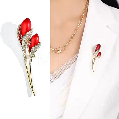 Flower Alloy Crystal Rhinestone Brooch PW-WG802A8-01-1