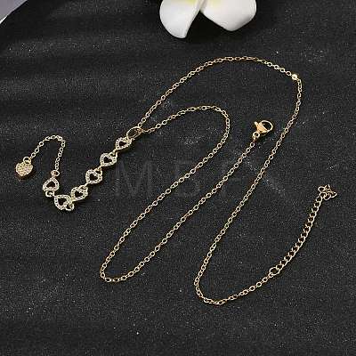 Brass Micro Pave Clear Cubic Zirconia Geometric Pendant Y Tassel Necklaces NJEW-P350-01D-G-1