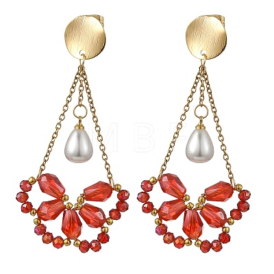 Electroplate Glass Dangle Earrings for Women EJEW-MZ00796-02-1