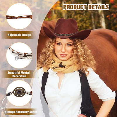 6Pcs 6 Style Imitation Leather Southwestern Cowboy Hat Belt FIND-FH0006-59-1