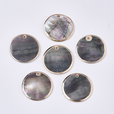 Natural Black Lip Shell Pendants SSHEL-T012-02-1