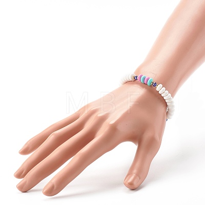 Handmade Polymer Clay Beads Stretch Bracelets BJEW-JB06490-02-1