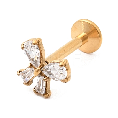 F136 Titanium Pave Clear Cubic Zirconia Bowknot Internally Threaded Labrets ME-CBA9828-05G-1