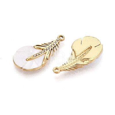 304 Stainless Steel & Enamel & Rhinestone Pendants STAS-T073-66A-G-1