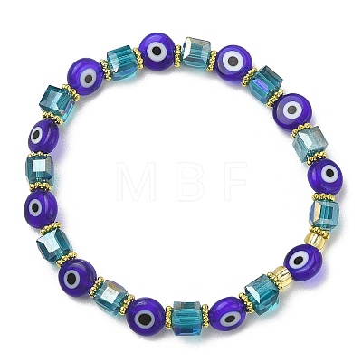 5Pcs 5 Style Natural Lapis Lazuli & Lampwork Evil Eye & Seed Beaded Stretch Bracelets Set BJEW-JB09616-01-1