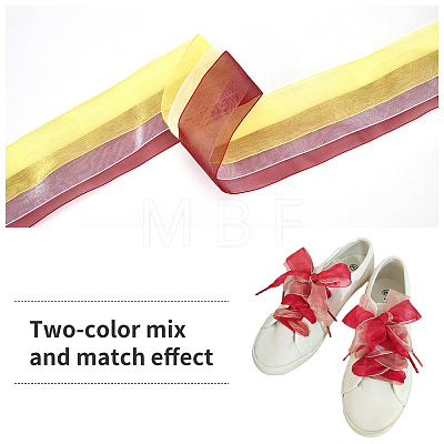Gorgecraft 6 Pairs 6 Colors Flat Transparency Polyester Chiffon Shoelaces DIY-GF0004-49B-1