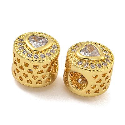 Rack Plating Brass Micro Pave Cubic Zirconia Beads KK-I718-46G-1