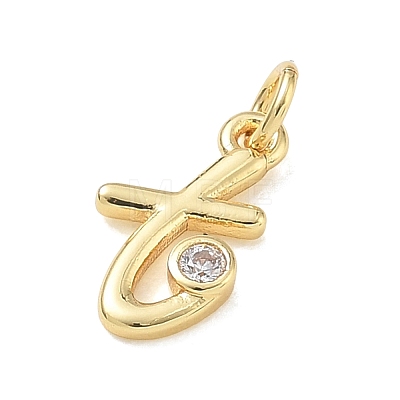 Brass Micro Pave Clear Cubic Zirconia Charms KK-D289-66G-T-1