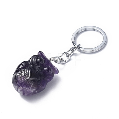 Natural Amethyst Pendant Keychains KEYC-P011-01P-06-1