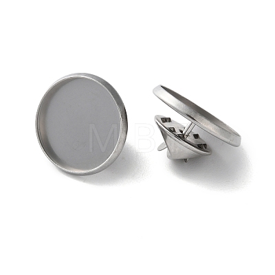 304 Stainless Steel Flat Round Brooch Brooch Base Settings LS-STAS-S172-10A-P-1