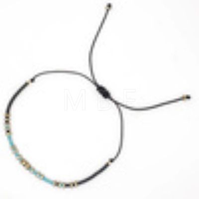 Glass Seed Bead & Brass Beads Braided Bead Bracelets DN7450-8-1