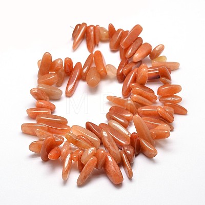 Natural Red Aventurine Chip Beads Strands G-E271-14-1
