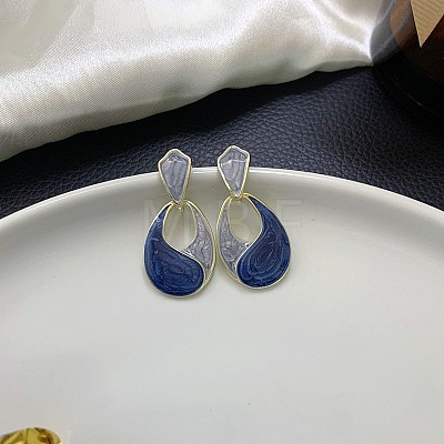 Alloy Enamel Stud Dangle Earrings WG174D6-01-1