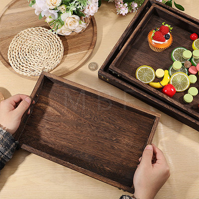 3Pcs 3 Styles Wood Tea Tray AJEW-PH0009-97-1