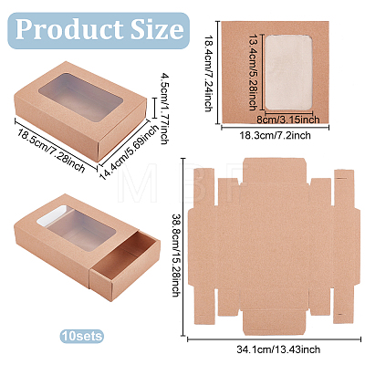 Folding Kraft Paper Cardboard Jewelry Gift Drawer Boxes CON-WH0092-27-1