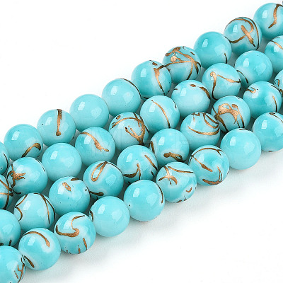Baking Paint Glass Beads Strands DGLA-N010-10mm-03-1
